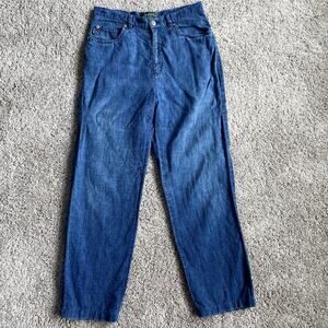 Vintage Lauren Ralph Lauren Blue Linen Straight Pants  8Petite Coastal Casual